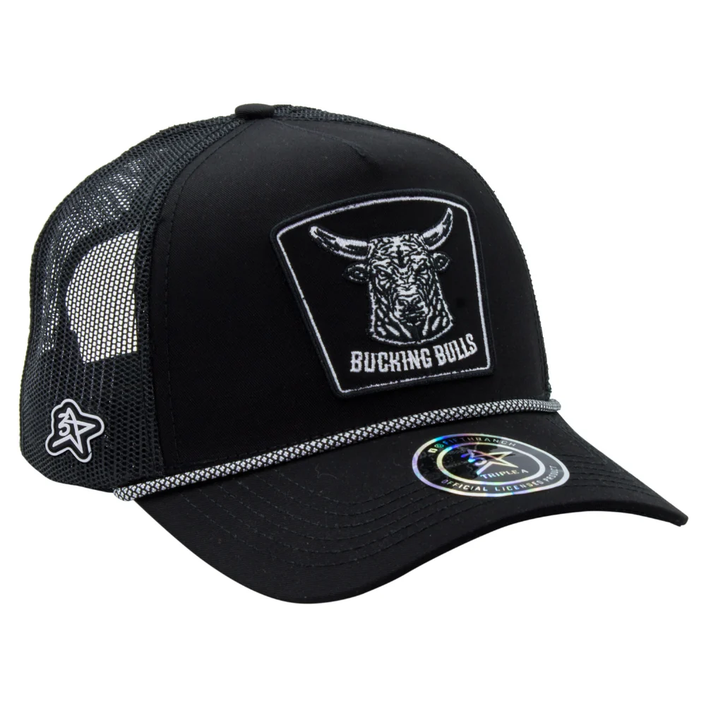 Gorra Fifth Ranch Bucking Bulls Negra, Negro / negro, parche bordado toro