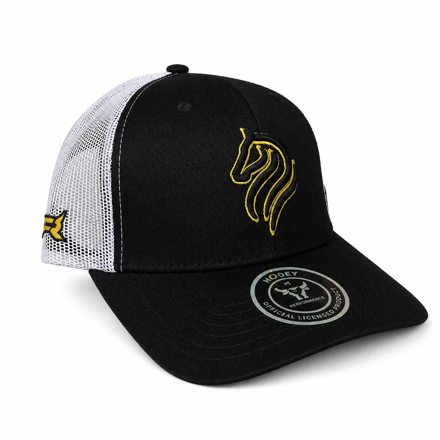Gorra Fifth Ranch Hooey Caballo, Negro / negro, bordado caballo amarillo
