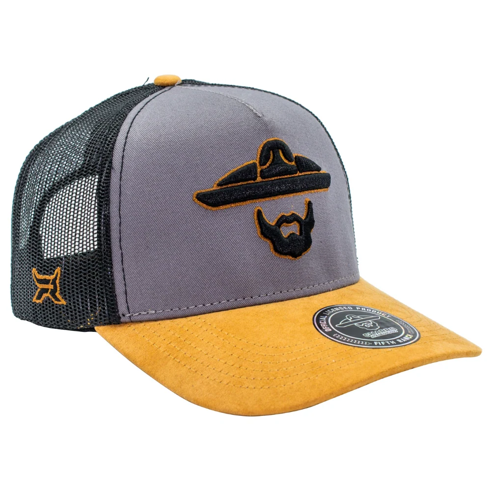 Gorra Fifth Ranch Sombrero y Barba, Gris / mostaza, bordado silueta