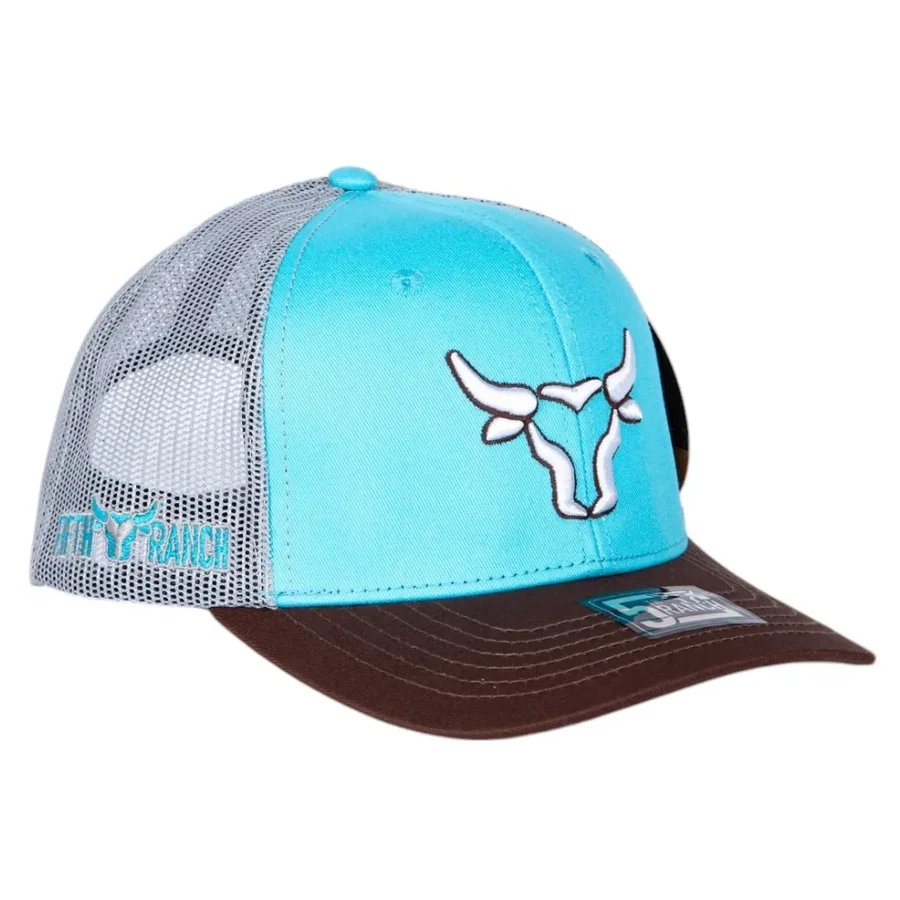 Gorra Fifth Ranch Toro Turquesa, Turquesa / gris, visera café