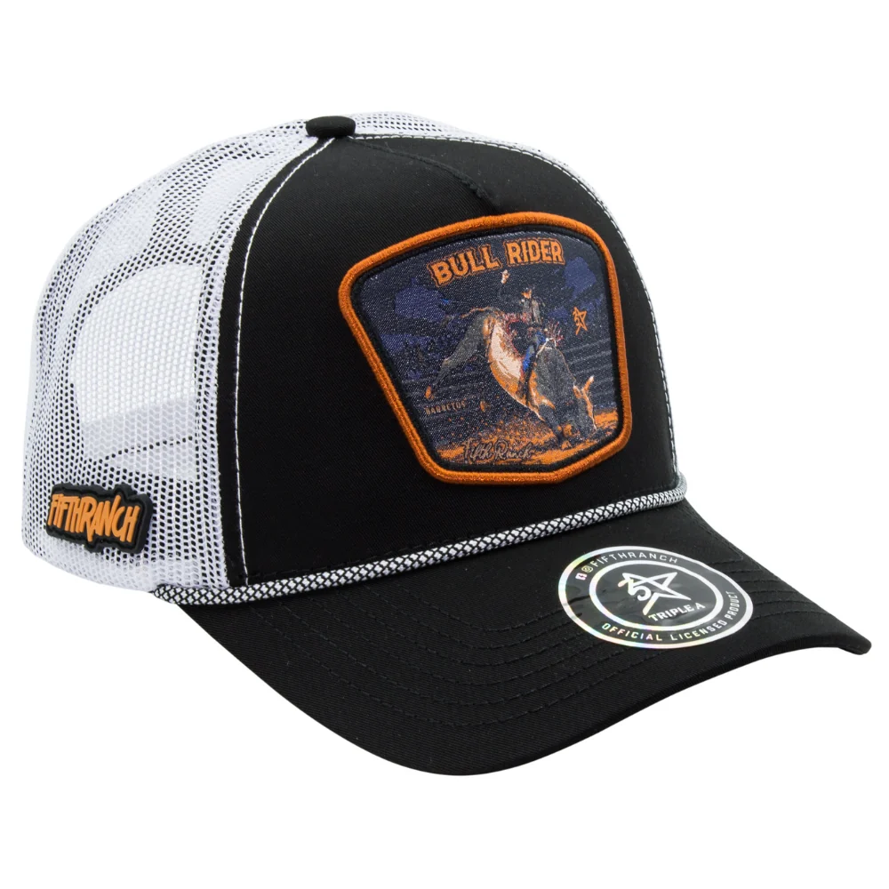 Gorra Fifth Ranch Bull Rider Contraste, Negro / blanco, visera negra
