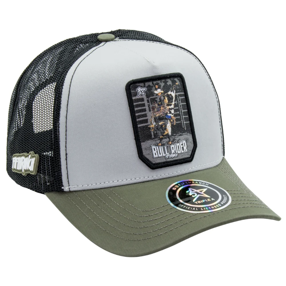 Gorra Fifth Ranch Bull Rider Arena, Gris / oliva, parche jinete