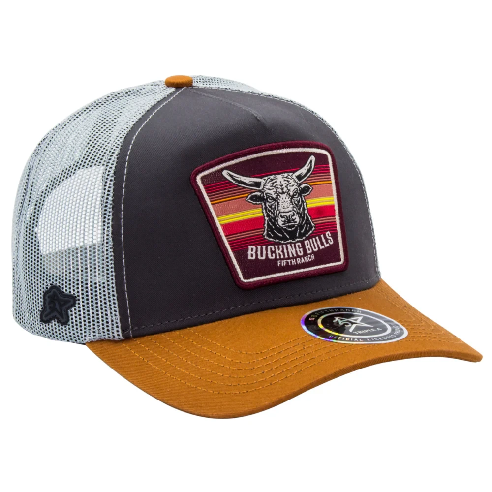 Gorra Fifth Ranch Bucking Bulls Vaquero, Gris / vino, visera mostaza
