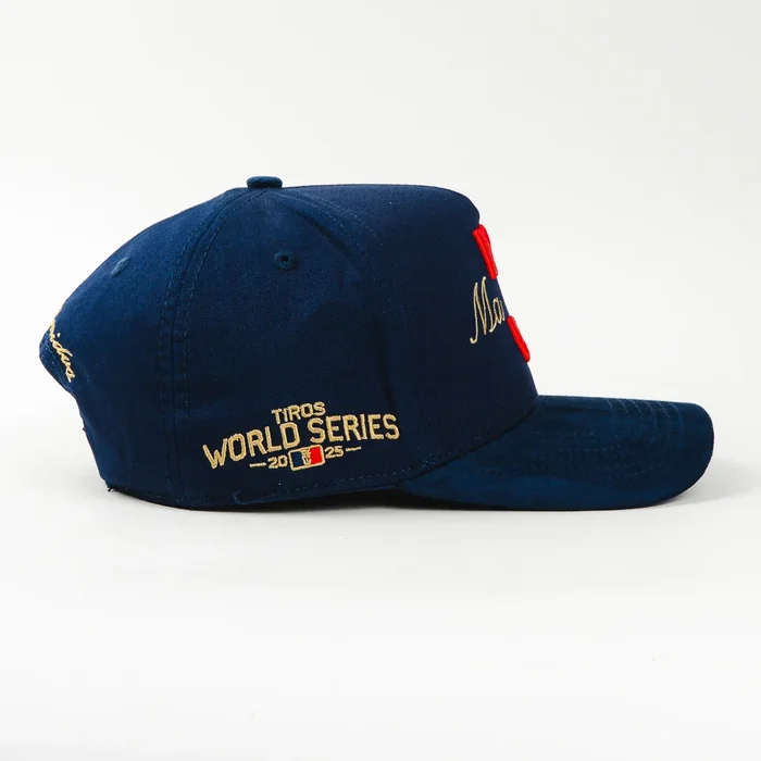 Gorra El Tiros Caps Madonna Navy Visor Suede de Gamuza, vista lateral 2